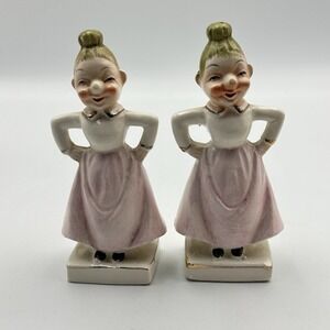 Vintage Japan Before & After Happy / Mad Two Faced Salt & Pepper Shakers